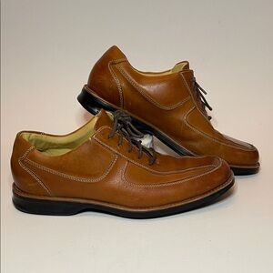 JOHNSTON & MURPHY Men's Tan Lace-Up Shoes Office Preppy Business Coastal